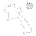 Simple outline map of Laos, silhouette in sketch line style
