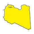 Simple outline map of Libya with capital location