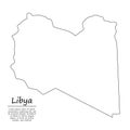 Simple outline map of Libya, silhouette in sketch line style