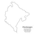 Simple outline map of Montenegro, silhouette in sketch line styl