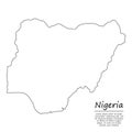 Simple outline map of Nigeria, in sketch line style