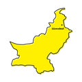 Simple outline map of Pakistan with capital location Royalty Free Stock Photo