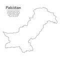 Simple outline map of Pakistan, in sketch line style Royalty Free Stock Photo