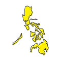 Simple outline map of Philippines with capital location