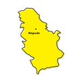 Simple outline map of Serbia with capital location