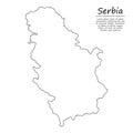 Simple outline map of Serbia, silhouette in sketch line style