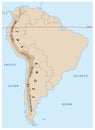 Simple outline map of the south american andes mountains Royalty Free Stock Photo