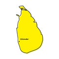 Simple outline map of Sri Lanka with capital location