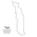 Simple outline map of Togo, silhouette in sketch line style