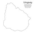 Simple outline map of Uruguay, silhouette in sketch line style Royalty Free Stock Photo