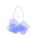 Simple outline rocket ship in a acrylic style with blue smoke isolated on white background. Vector illustration space Royalty Free Stock Photo