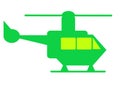 A simple outline shape silhouette of a bright green helicopter white backdrop Royalty Free Stock Photo