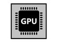 A simple outline shape symbol of a graphics processor unit GPU for a computer white backdrop Royalty Free Stock Photo