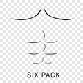 Simple Outline Sketch of Six Pack Body Muscle Man, Isolated on White Royalty Free Stock Photo