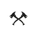 Simple outline vector icon crossed fire axes