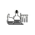 Simple outline vector icon of laboratory beakers