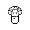 Simple outline vector icon of a poisonous mushroom stroke