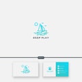 Simple outline yacht logo minimalist modern