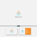 Simple outline yacht logo minimalist and sea modern DP