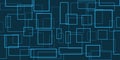 Simple Overlapping Rectangular Frames of Various Sizes, Colored in Grey and Blue - Geometric Shapes Pattern, Texture