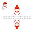 Simple packaging favor box snowman design for sweets, candies, small presents. Party package template. Print, cut out