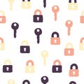 Simple padlock and key doodle repeat pattern design Royalty Free Stock Photo