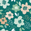 Simple pale color floral decorative seamless pattern