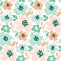 Simple pale color floral decorative seamless pattern