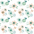 Simple pale color floral decorative seamless pattern