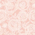 Simple pale color rose flowers seamless pattern. Royalty Free Stock Photo