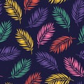 Simple palm leaf seamless pattern. Nature print with colorful palm leaves Royalty Free Stock Photo