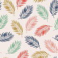 Simple palm leaf seamless pattern. Nature print with palm leaves in retro style