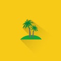 Simple Palm Trees Icon On Orange Background