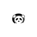 Simple panda face logo. mascot bear illustration with black circle background