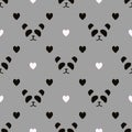 Simple panda face pattern on white background on white background