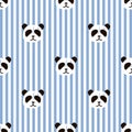 Simple panda face pattern on white background on striped background