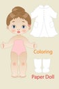 Simple paper doll with easy to paint dress for little girls