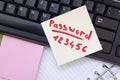 simple password note on keyboard. data protection cybersecurity concept. Royalty Free Stock Photo