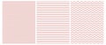 Simple Pastel Color Geometric Repeatable Design. Simple Zig Zag Print. White-Pink Striped Backdrop. Royalty Free Stock Photo