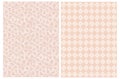 Simple Pastel Color Geometric Seamless Vector Patterns with Circles and Diamonds. Royalty Free Stock Photo