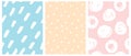 Simple Pastel Color Geometric Seamless Vector Patterns with Dots and Daubs.