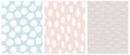 Simple Pastel Color Geometric Seamless Vector Patterns with Dots, Waves and Spots. Royalty Free Stock Photo