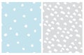 Simple Pastel Color Geometric Seamless Vector Patterns with White Irregular Hand Drawn Spots.