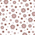 Simple pastel-colored cartoon flower seamless pattern flat style vector illustration, symbol of spring Royalty Free Stock Photo