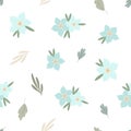 Simple pastel-colored flower seamless pattern, flat style vector illustration, symbol of spring, cozy home Royalty Free Stock Photo