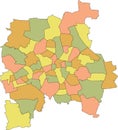 Pastel map of subdistricts of Leipzig, Germany