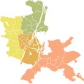 Pastel districts map of the city of Szczecin, Poland