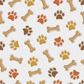 simple pattern of animal footprints And bone. cute animal footprints.