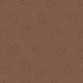 simple pattern with coffee beans in brown color, aromatic coffee on brown trendy background