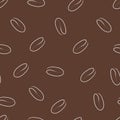 simple pattern with coffee beans in brown color, aromatic coffee on brown trendy background